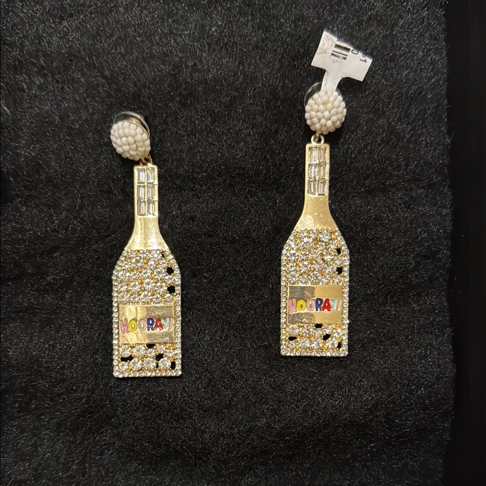 Gold and Silver Champagne Bottle Earrings